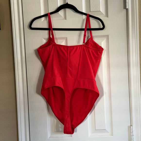 Popilush Red Cowl Neck Corset Bodysuit Small Sculpting Shapewear Glam Coquette - Picture 7 of 7